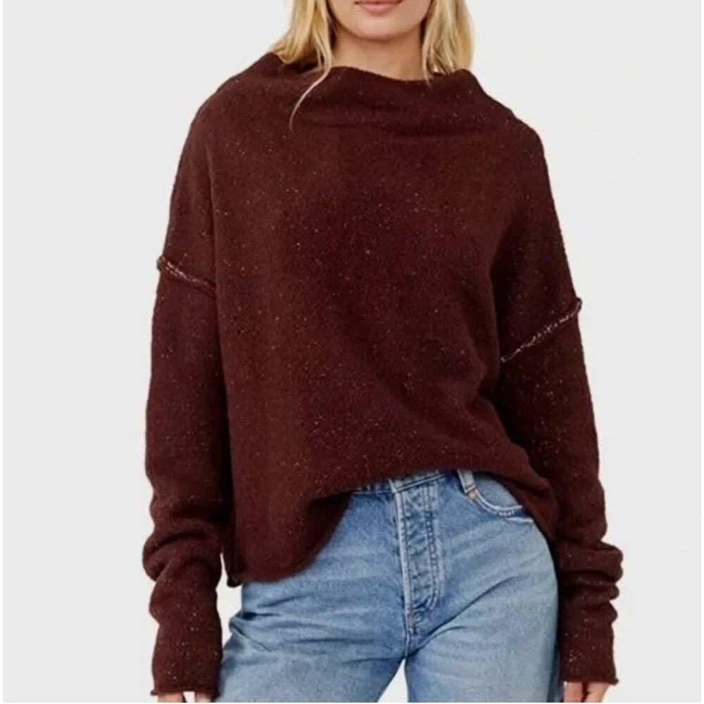 Free People Deep Brown Turtleneck Sweater